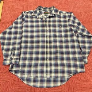 Blue and White plaid Casual Button Down Shirt Relaxed Fit